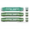 Bilevel Commuter Cab Car & 2 Coach Set - Ready to Run -- GO/Metrolinx Set 1 255, 2808, 2844 (green, white), N, Rapido Trains Inc