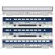 Pacific Surfliner Add-On Set - Interior Lights -- Amtrak 2 Surfliner & 2 Superliner Coaches (3 in blue, silver, 1 Amtrak Ph 4, N