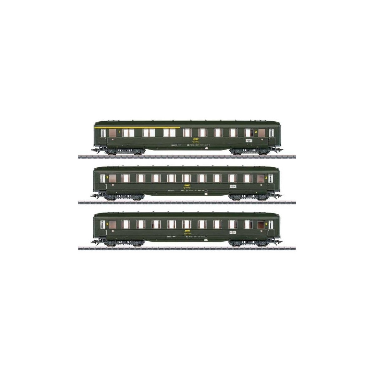 Skirted Passenger 3-Car Set - 3-Rail - Ready to Run -- French State Railways SNCF (Era VI, green, gray), HO, Marklin, Inc 43230