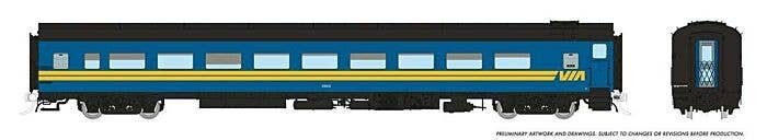 CC&F Lightweight Coach - Ready to Run - Super Continental Line(TM) -- VIA Rail Canada 5647 (blue, yellow, black), HO, Rapido Tra