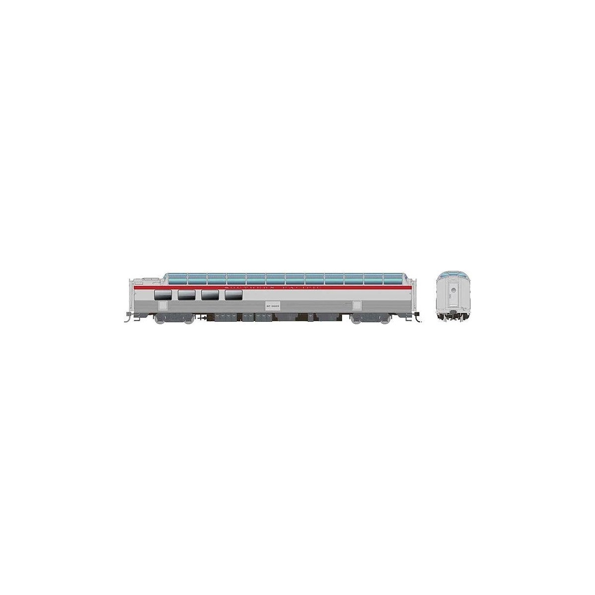 SP 3/4 Dome-Lounge - Ready to Run -- Southern Pacific 3603 (General Service, silver, red, Fluted Sides), HO, Rapido Trains Inc 1