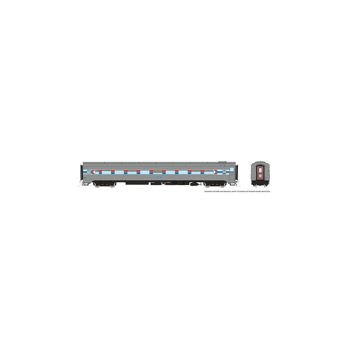 CC&F Lightweight Coach - Ready to Run - Super Continental Line(TM) -- Amtrak 6443 (Phase 1, silver, red, blue, white, Arrow Logo