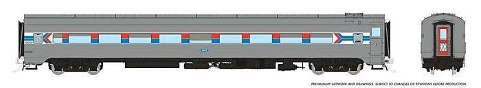 CC&F Lightweight Coach - Ready to Run - Super Continental Line(TM) -- Amtrak 6443 (Phase 1, silver, red, blue, white, Arrow Logo