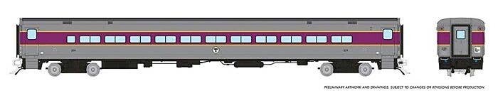 P-S Comet Commuter Coach - Ready to Run -- Boston MBTA 331 (As-Delivered, silver, purple), HO, Rapido Trains Inc 128545