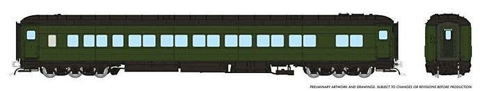 Canadian Car & Foundry Balloon-Top Coach - Ready to Run -- Painted, Unlettered (green, black), HO, Rapido Trains Inc 125099