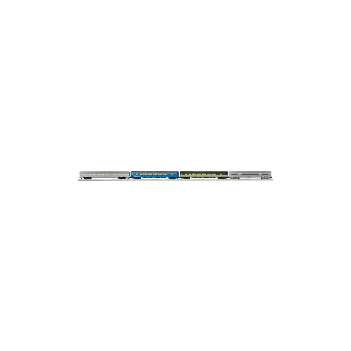 21′ Streamlined 2 Coaches, Baggage, Sleeper - 3-Rail - Ready to Run -- 1 Each Amtrak, Northern Pacific, Great Northern, Santa 