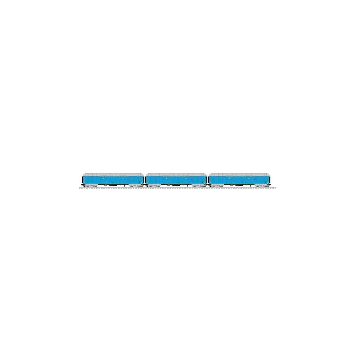 Class B60 Heavyweight Baggage Car 3-Pack - 3-Rail - Ready to Run -- American Railroads (blue, gray, yellow), O, Lionel 2527010