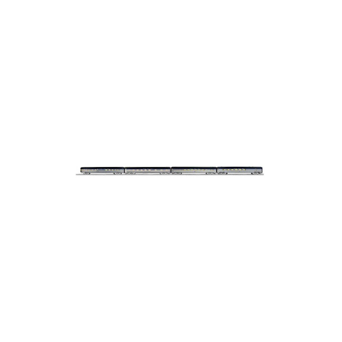 21′ Streamlined Combine, Coach, Sleeper, Obs 3-Rail Ready to Run RailSounds -- Nickel Plate Road (silver, blue, black), O, Lio