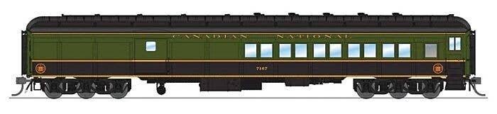 Heavyweight Coach-Baggage-Combine - Ready to Run -- Canadian National 7167 (1950s Scheme, green, black, yellow), HO, Broadway Li