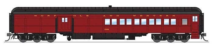 Heavyweight Coach-Baggage-Combine - Ready to Run -- Norfolk & Western 1506 (maroon, black), HO, Broadway Limited Imports 9118