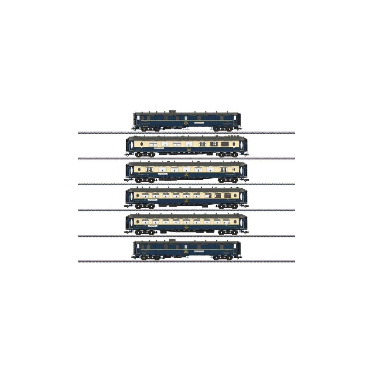 Edelweiss Parlor 6-Car Set - 3-Rail - Ready to Run -- Wagons-Lits CIWL (Era II 1937, blue, ivory), HO, Marklin, Inc 42470