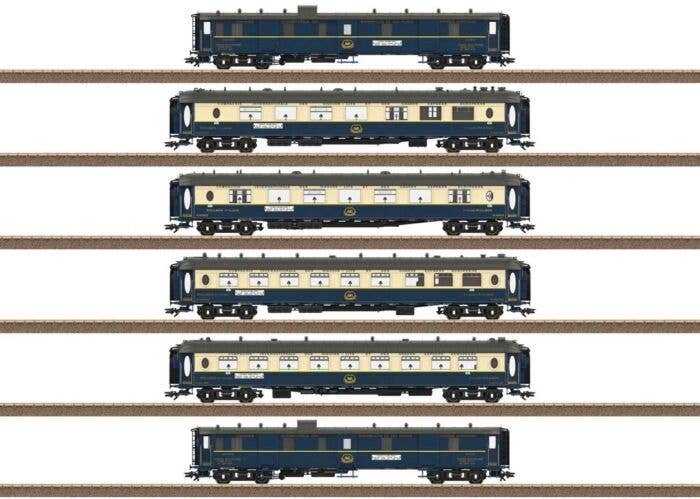 Edelweiss Parlor 6-Car Set - Ready to Run -- Wagons-Lits CIWL (Era II 1937, blue, ivory), HO, Trix 26470