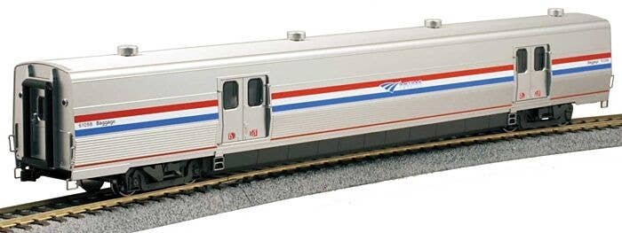 Viewliner II Baggage Car - Ready to Run -- Amtrak 61058 (Phase III Heritage silver, blue, white, red), HO, Kato USA Inc 356212