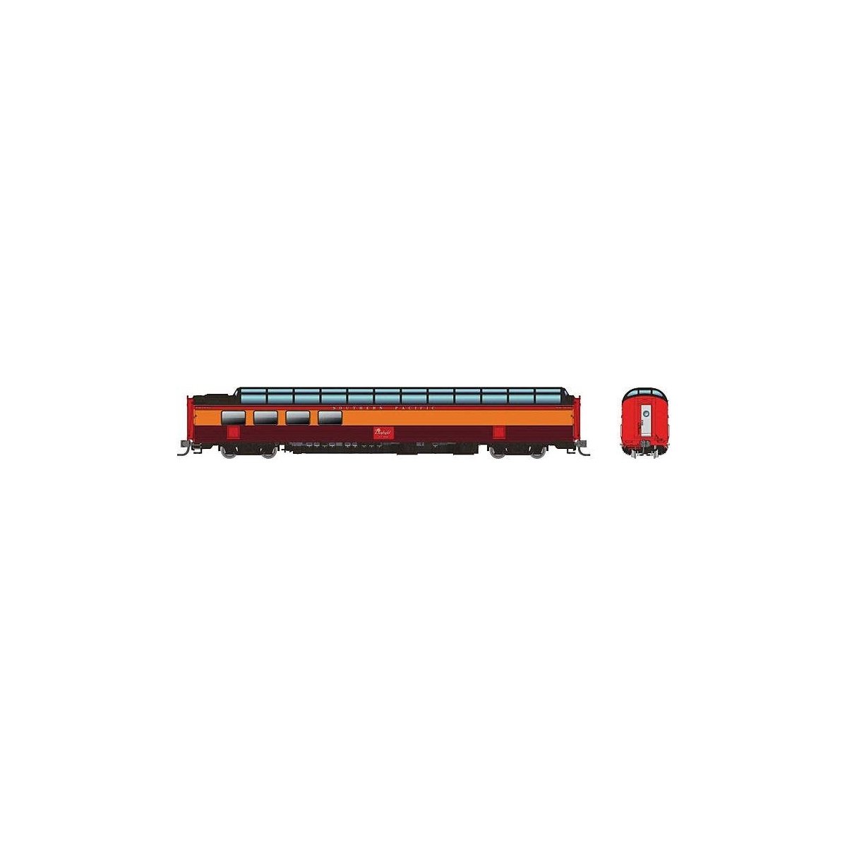 SP 3/4 Dome Lounge Fluted Sides - Ready to Run -- Southern Pacific 3604 (Daylight, red, orange, black), N, Rapido Trains Inc 575