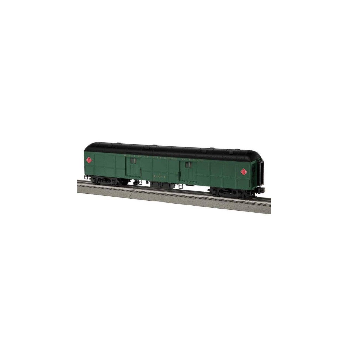 B60 Heavyweight Baggage Car - 3-Rail - Ready to Run - Vision Station Sounds -- Railway Express Agency 1651 (green, black, red), 