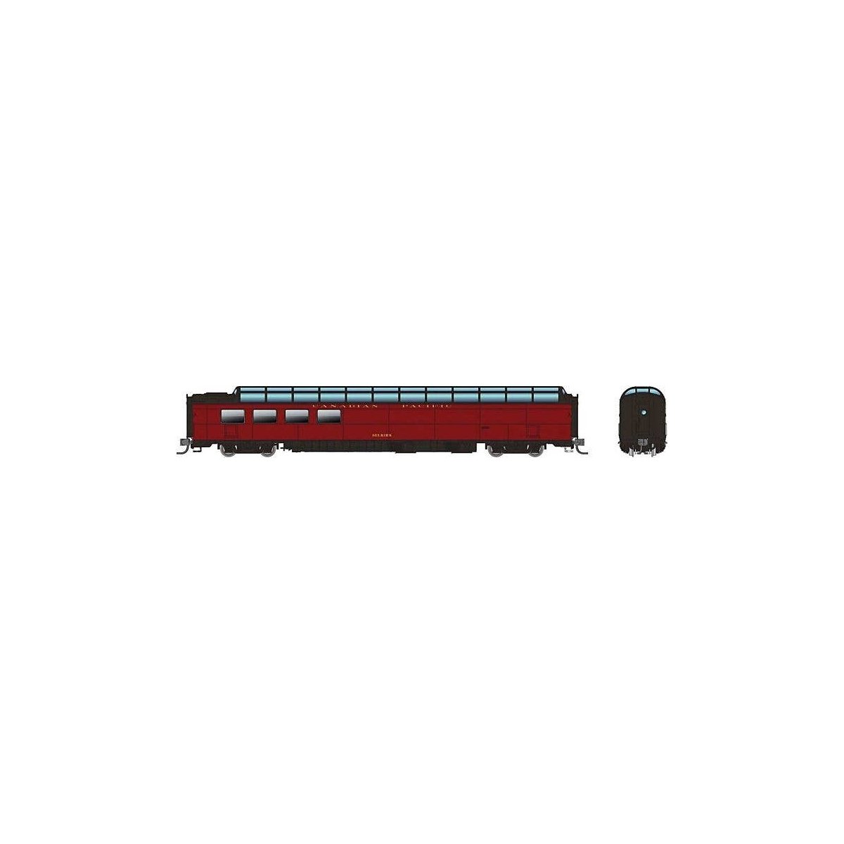 SP 3/4 Dome Lounge Smooth Sides - Ready to Run -- Canadian Pacific 3605 Selkirk (maroon, black), N, Rapido Trains Inc 575014