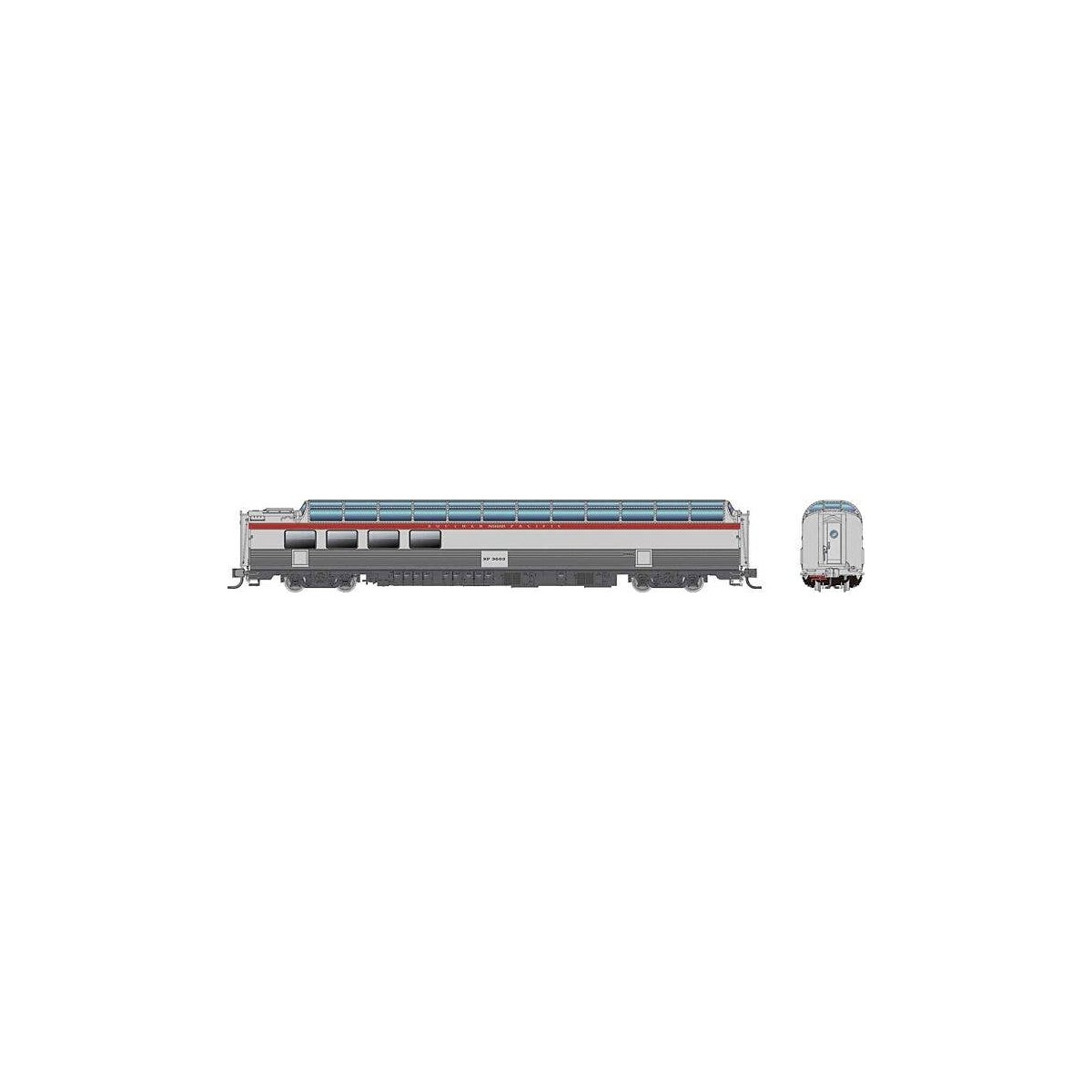 SP 3/4 Dome Lounge Fluted Sides - Ready to Run -- Southern Pacific 3606 (silver, red), N, Rapido Trains Inc 575007