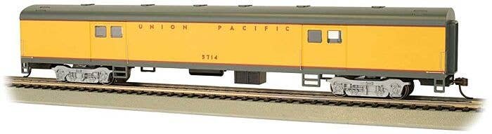 72′ Smooth-Side Baggage - Ready to Run -- Union Pacific 5714 (Armour Yellow, gray, red), HO, Bachmann Industries 14403