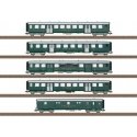 Lightweight Passenger Set w/Baggage & 4 Cars - 3-Rail - Ready to Run -- Swiss Federal Railways SBB (Era III 1950, green, silver)