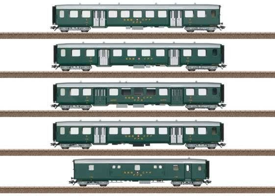 Lightweight Passenger Set w/Baggage & 4 Cars - 3-Rail - Ready to Run -- Swiss Federal Railways SBB (Era III 1950, green, silver)