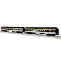 Heavyweight 18′ Combine & Coach - Scale 3-Rail - Ready to Run -- Chesapeake & Ohio 458, 718 (blue, gray, yellow), O, Lionel 23