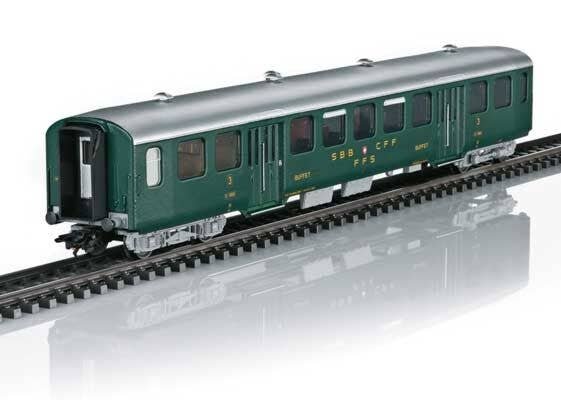 Lightweight Passenger Set w/Baggage & 4 Cars - 3-Rail - Ready to Run -- Swiss Federal Railways SBB (Era III 1950, green, silver)