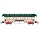 Old-Time Wood Coach with Round-End Clerestory Roof - Ready to Run -- North Pole & Southern Partridge (Christmas, cream, green, r