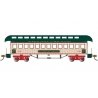 Old-Time Wood Coach with Round-End Clerestory Roof - Ready to Run -- North Pole & Southern Partridge (Christmas, cream, green, r