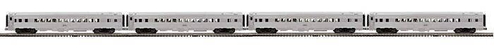70′ Coach 4-Pack - 3-Rail - Premier -- NJ Transit 3070, 3089, 3092, 3093 (Transition Scheme, silver), O, Atlas O 3001480