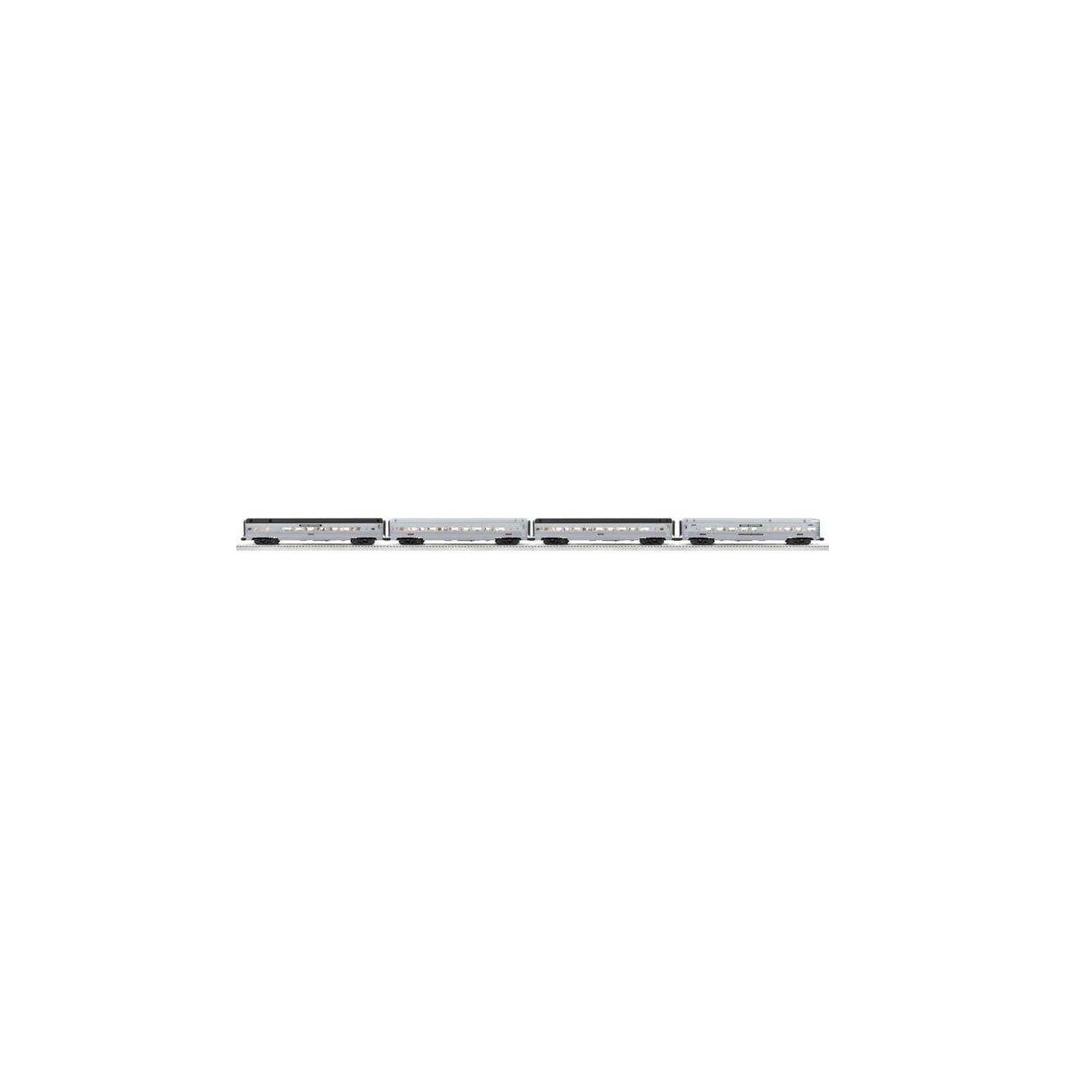 18′ Streamlined Fluted-Side 3 Coaches, Observation - 3-Rail Ready to Run - -- Penn Central (silver, black), O, Lionel 2527130