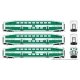 Bi-Level Commuter 2 Coach and Cab Car Set - Ready to Run -- Go Transit Set 1 254, 2619, 2653 (Late, green, white), HO, Rapido Tr