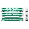 Bi-Level Commuter 2 Coach and Cab Car Set - Ready to Run -- Go Transit Set 1 254, 2619, 2653 (Late, green, white), HO, Rapido Tr