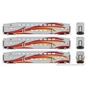 Bi-Level Commuter 2 Coach and Cab Car Set - Ready to Run -- New Mexico Rail Runner Set 2 1105, 1002, 1009 (white, red, yellow), 