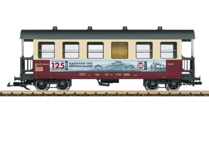 Coach - Ready to Run -- Harzquer Railroad HSB (Era VI, Brockenbahn Anniversary, red, ivory, gray), G, LGB 37738