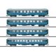 Type A2, AB3K, B5 and B1K Car Set - 3-Rail - Ready to Run -- Swedish State Railways SJ (Era V, gray, blue), HO, Marklin, Inc 437