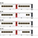 UAC TurboTrain Add-On Coach (2022 Ver.) 4-Car Completion Set - Ready to Run -- Canadian National 203-226-251 & IC-34 261 (white,