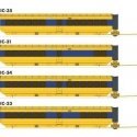 UAC TurboTrain Add-On Coach (2022 Ver.) 4-Car Completion Set - Ready to Run -- VIA Rail Canada 263-257-254 & IC-34 264 (yellow, 