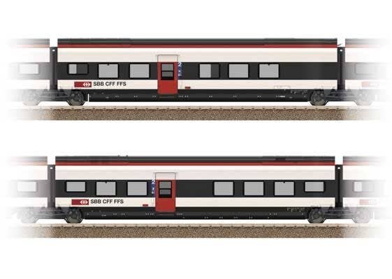 Type D & Type E 2nd Class Add-On for Giruno Train Set - Ready to Run -- Swiss Federal Railways SBB Set 2 (Era VI 2021, white, bl