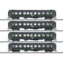 Type AB3 1st/2nd Class & 3 Type B5, 2nd Class Coach Set - 3-Rail - Ready to -- Swedish State Railways SJ (Era VI, black, white),