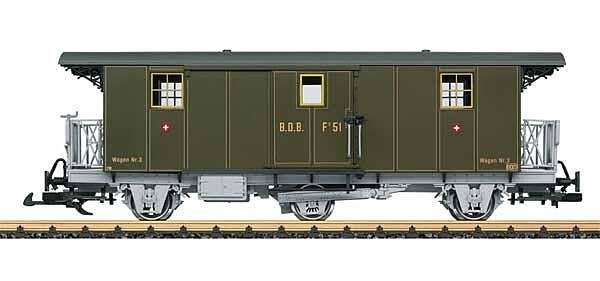 3-Axle Baggage Car - Ready to Run -- Brunig Steam Railway BDB F 51 (Era VI, green, yellow, gray), G, LGB 41331