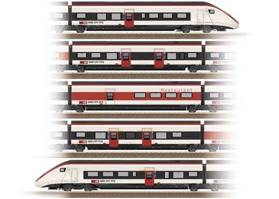 Type J & Type K 2nd Class Add-On for Giruno Train Set - 3-Rail - Ready to Run -- Swiss Federal Railways SBB Set 3 (Era VI 2021, 