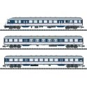 Replacement Train Commuter Cab Car & Coach 3-Car Set - Ready to Run - Minitrix -- Train Rental, Inc. TRI (Era VI 2021, blue, whi