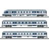 Replacement Train Commuter Cab Car & Coach 3-Car Set - Ready to Run - Minitrix -- Train Rental, Inc. TRI (Era VI 2021, blue, whi