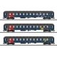 Type Bcm 2nd Class Slumber Car 3-Pack - 3-Rail - Ready to Run - Start Up -- Danish State Railways DSB (Era V 1990s, blue, red, g