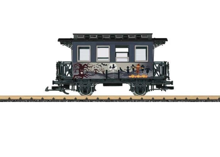 2-Axle Passenger Car - Ready to Run -- Halloween (gray, black, Spooky Moon Scene), G, LGB 39024