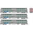 Budd Gallery Commuter 2 Coach & Cab Car Set - Ready to Run -- Metra 802, 769, 771 (stainless, blue, white, BN & RTA Logos), N, R