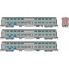 Budd Gallery Commuter 2 Coach & Cab Car Set - Ready to Run -- Metra 802, 769, 771 (stainless, blue, white, BN & RTA Logos), N, R