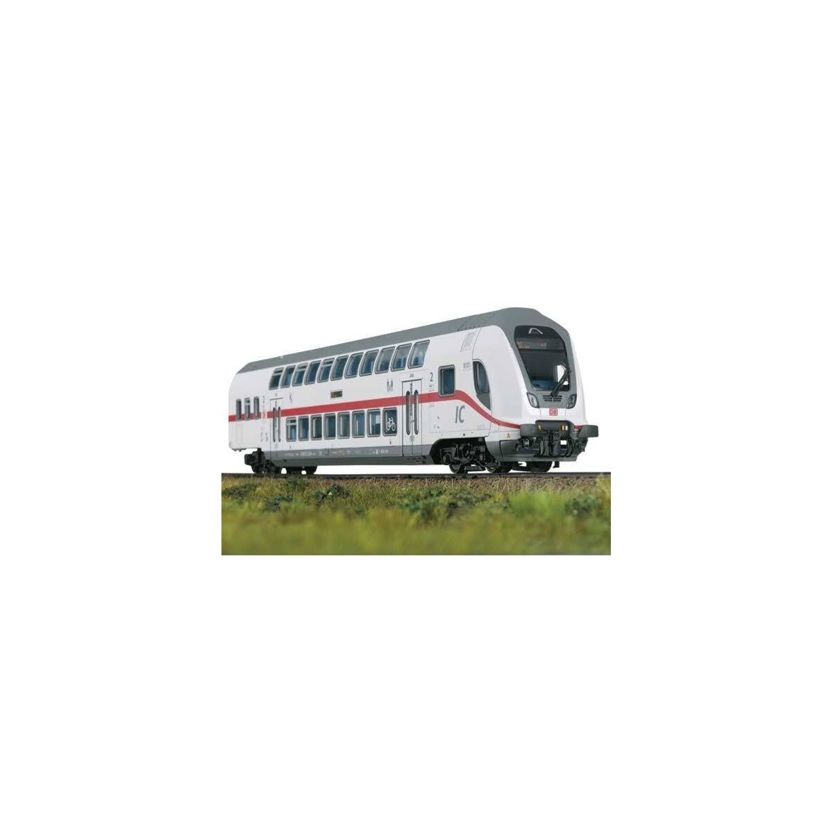 IC2 Type DBpbzfa 668.2 Bi-Level 2nd Class Cab Car - Ready to Run -- German Railroad DB AG (Era VI 2020, white, gray, red), HO, T