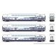 Bilevel Commuter Cab Car & 2 Coach Set - Ready to Run -- Metrolink Set 1 632, 188, 203 (As Delivered, white, blue), N, Rapido Tr