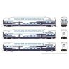 Bilevel Commuter Cab Car & 2 Coach Set - Ready to Run -- Metrolink Set 1 632, 188, 203 (As Delivered, white, blue), N, Rapido Tr